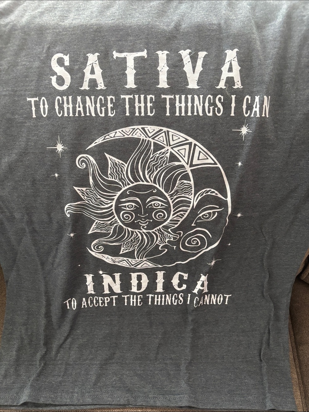 Gildan Gray Graphic Tee with White Sun & Moon Print